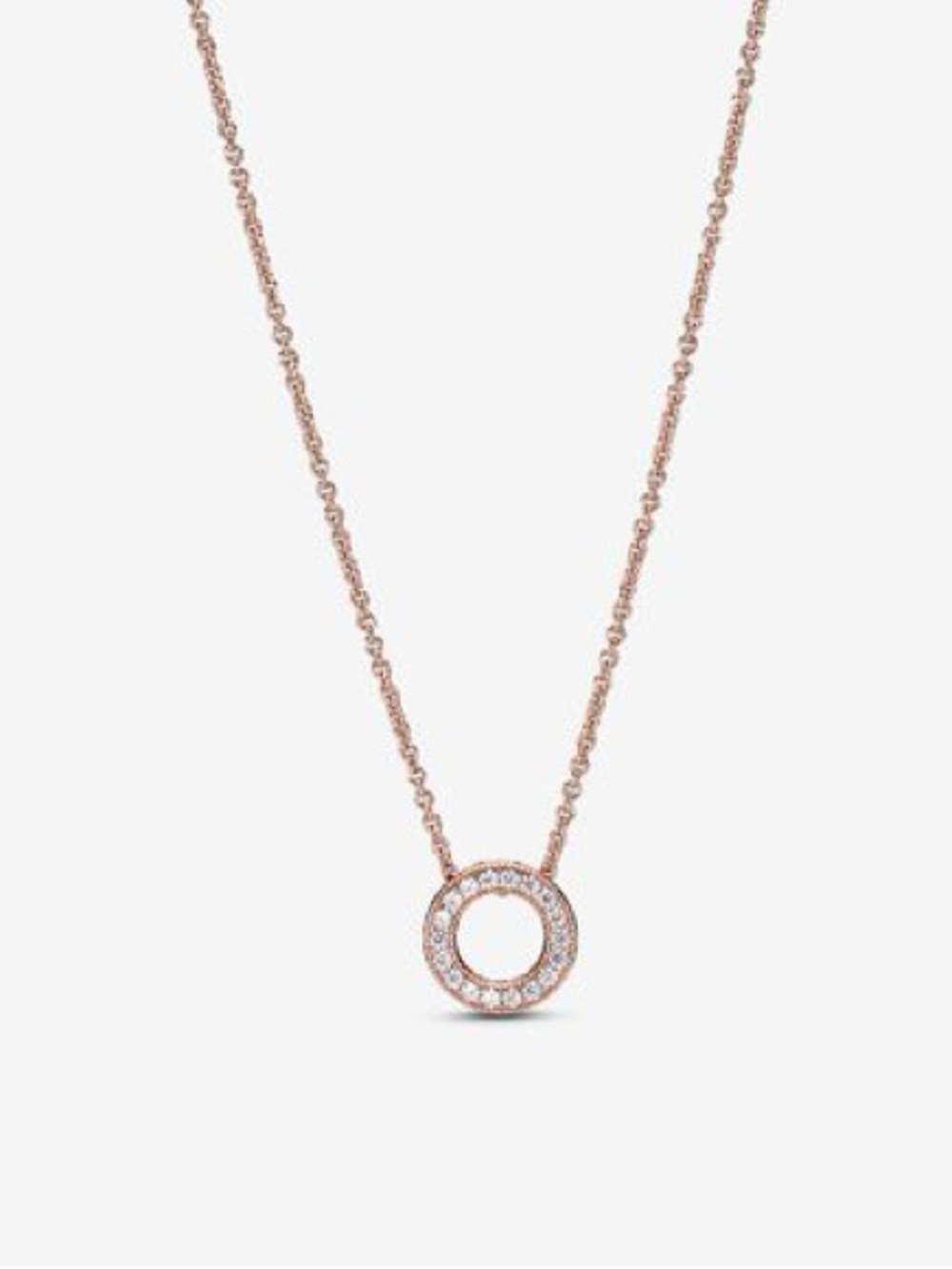 Pandora Signature Logo Pavé Circle Collier Necklace 14k Rose Gold Plated